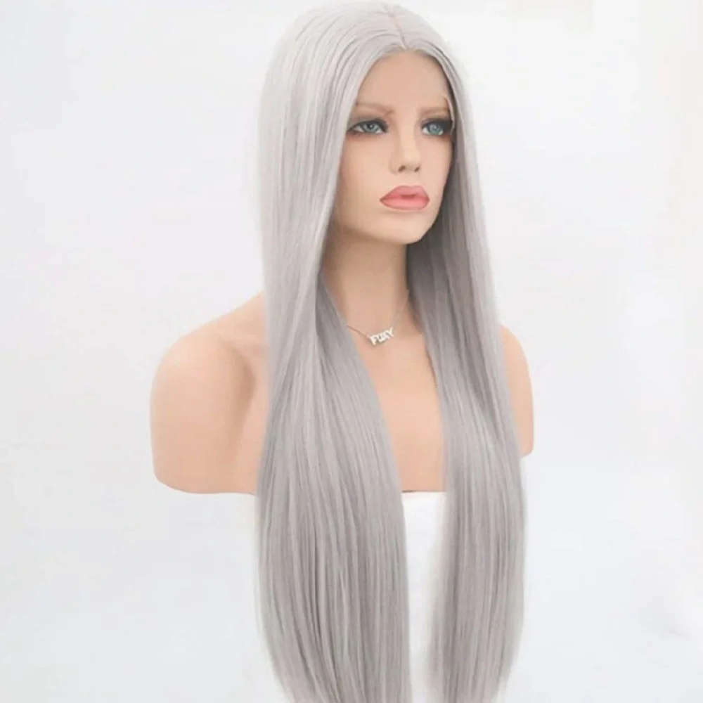 22” Gray straight Lace Front Wig NEW